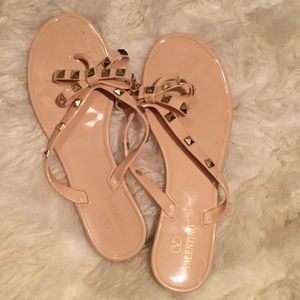 Pink Valentino Rock Stud Flip Flops